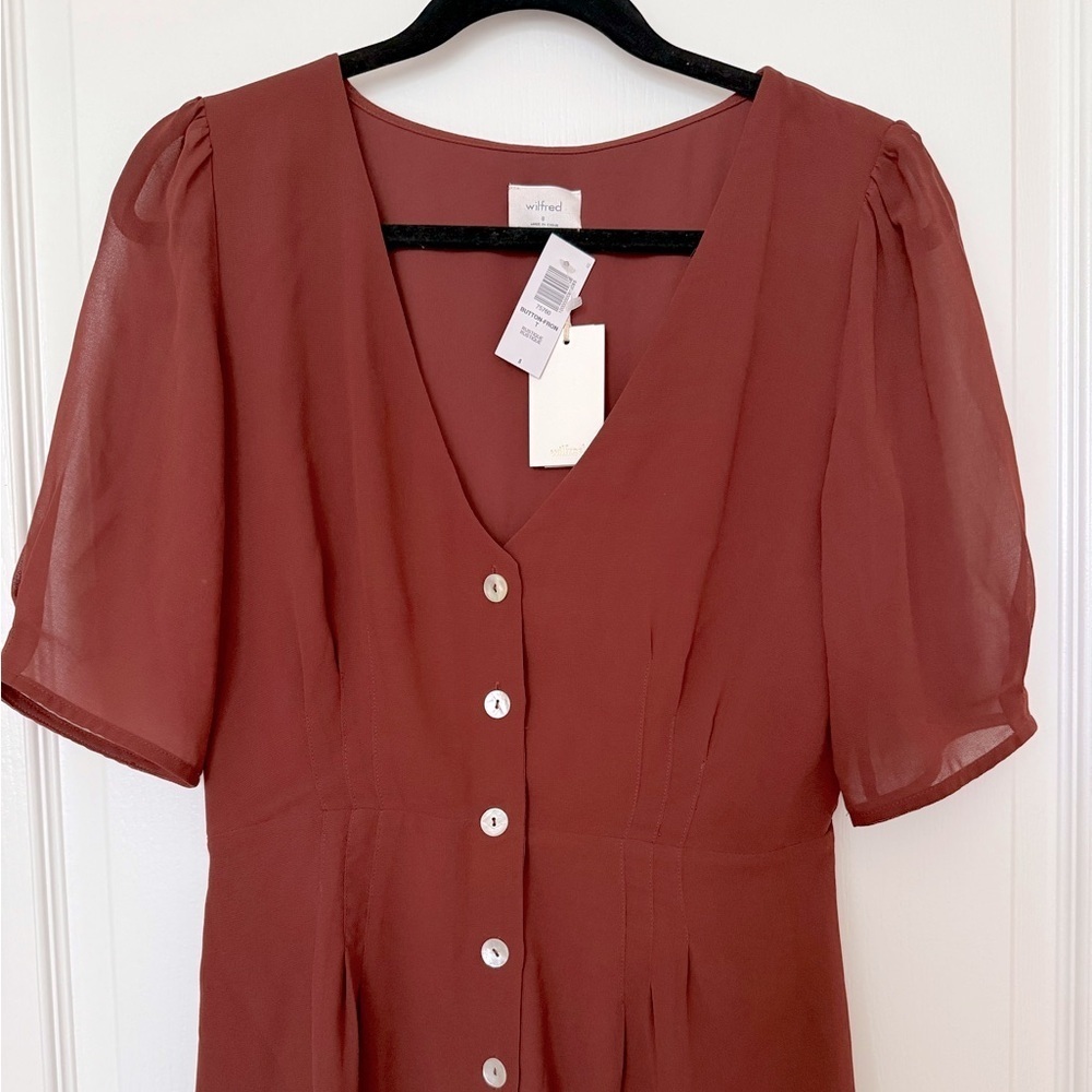 NWT Aritzia Wilfred Button-Front Dress Rustique RARE Size 8 - Picture 5 of 12